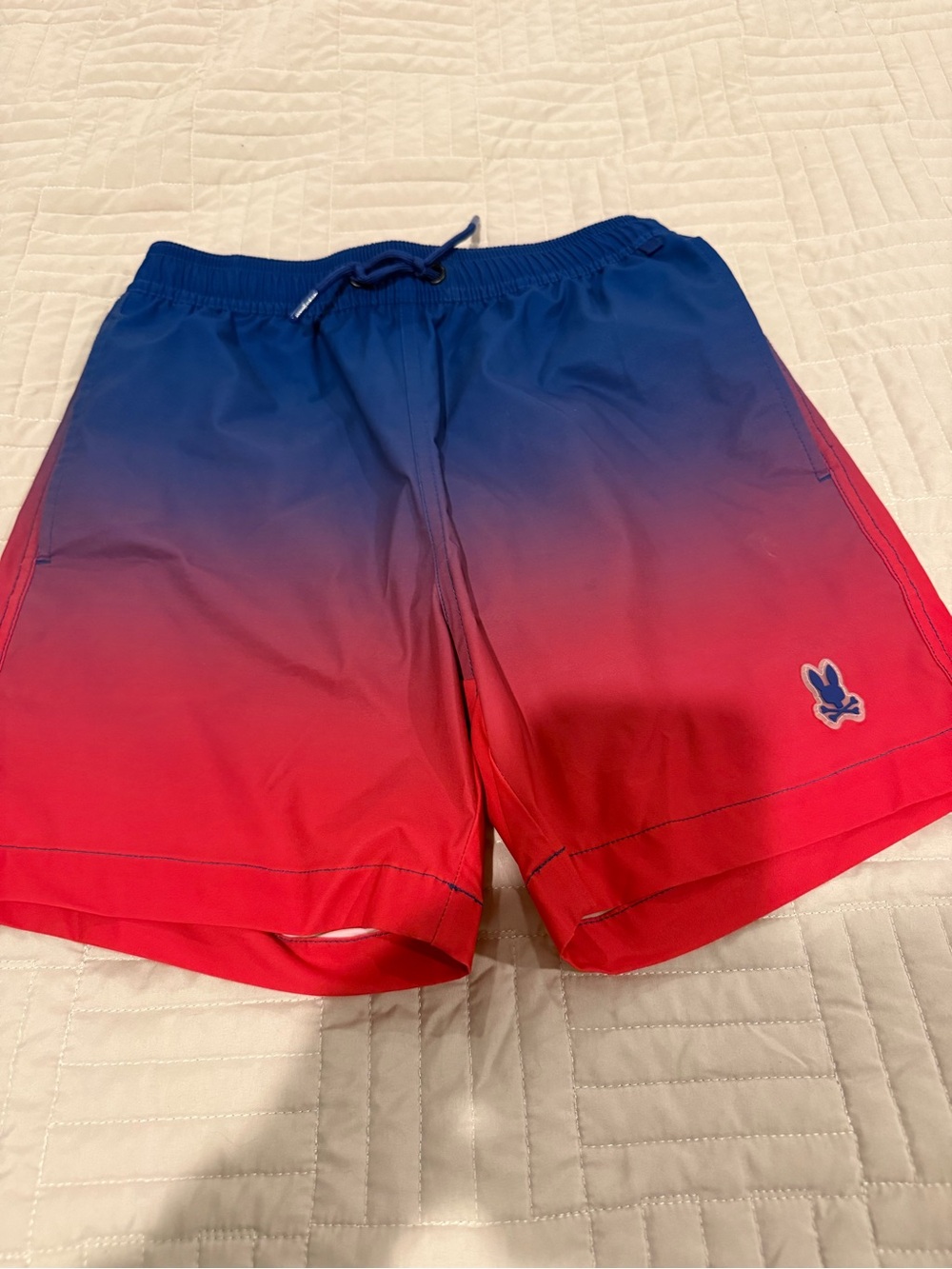Psycho Bunny Boys Blue to Red Ombre Swim Trunks - Size 14